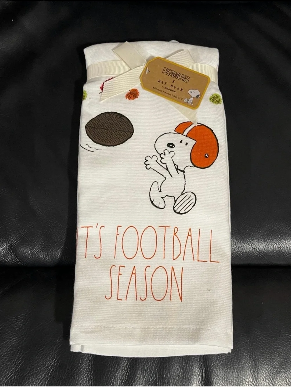 Rae Dunn Peanuts IT'S FOOTBALL SEASON Kitchen Towels, Set of 2